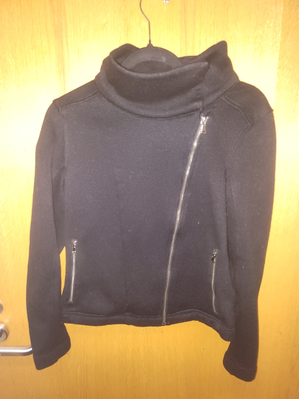 Old Navy Black Asymmetrical Zip Turtleneck Sweater